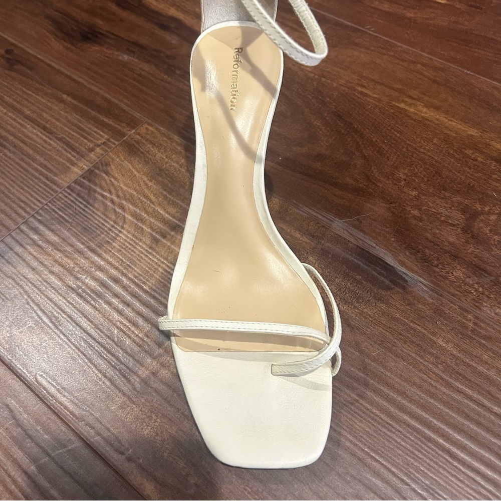 Reformation Gigi Strappy Mid Heel Sandal - White/Cream - Picture 13 of 15